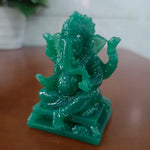 statue ganesha vert résine artisanale bouddhiste éléphant décor maison fengshui porte bonheur bronzé sculpté
