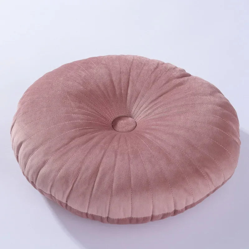 coussin rond velours brodé mousse pu polyester moderne orange jaune gris roseversible non amovible