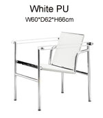 chaise salon moderne minimaliste cuir métal chromé accoudoirs marron noir beige