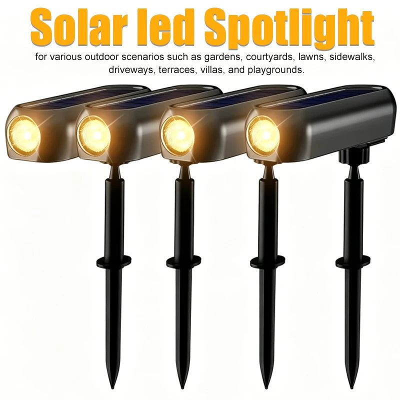 projecteur solaire led étanche ip65 noir moderne spot jardin extérieur ambiant lumière décorative rechargeable