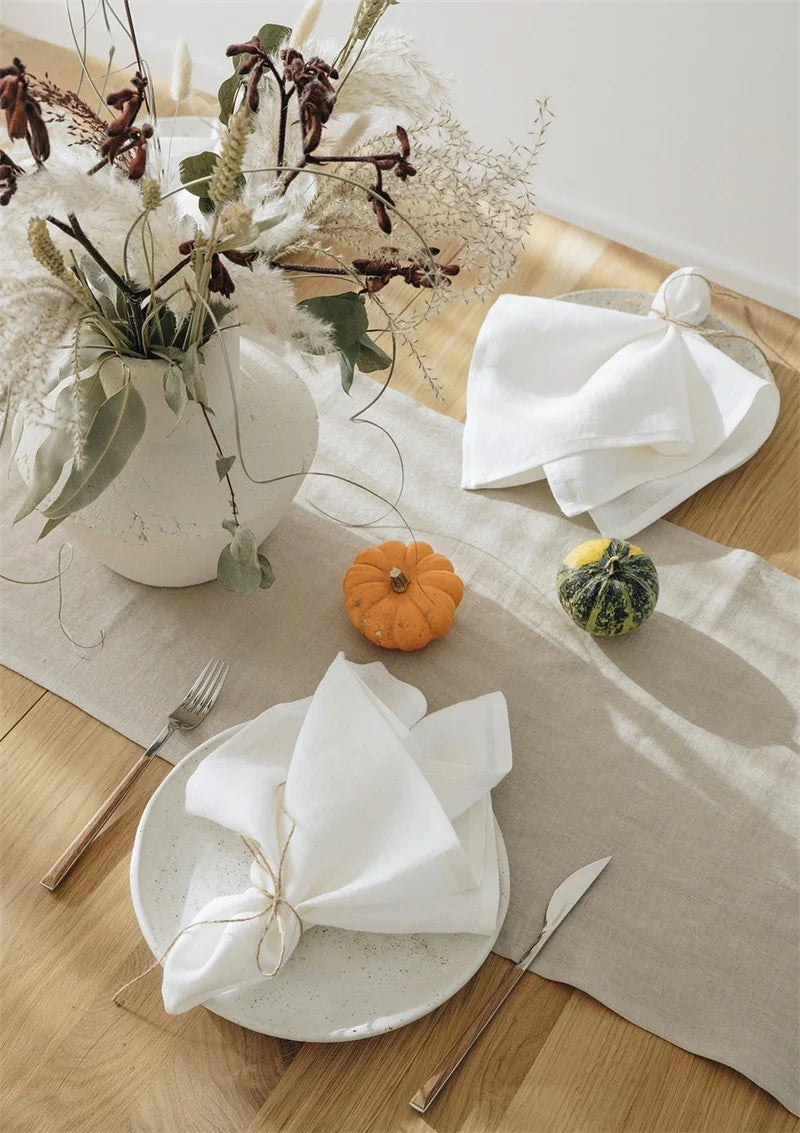 serviettes blancs minimaliste texture rugueuse ensemble 6pcs 12pcs 24pcs restaurant mariage