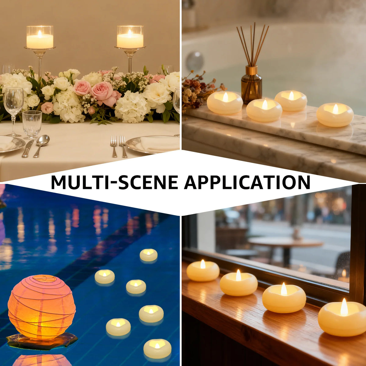 bougies led flottantes blancs modernes décoration maison piscine fontaine 12pcs 24pcs