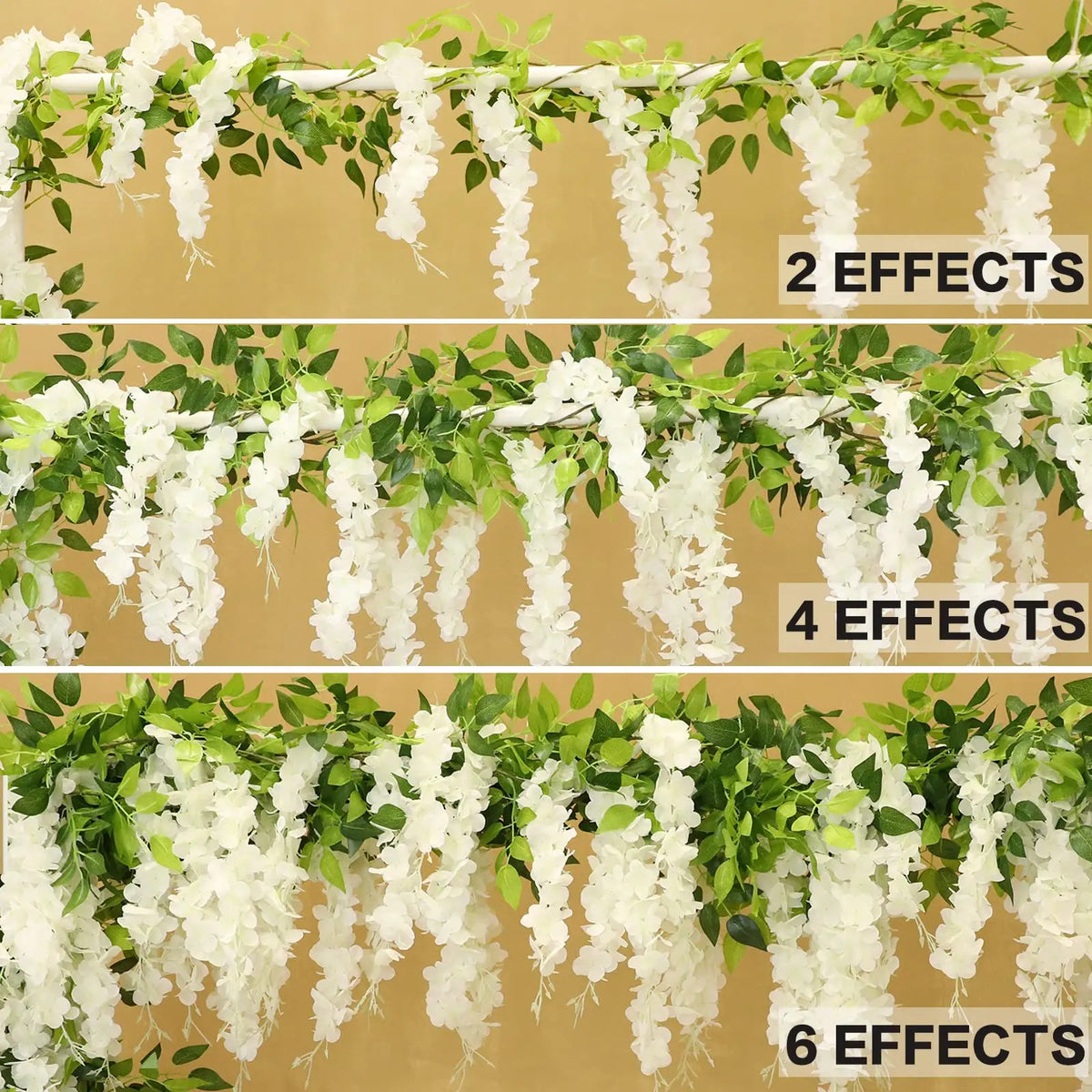 guirlande fleurs artificielles blanc vert intérieur mariage romantique décoration chambre coucher festive