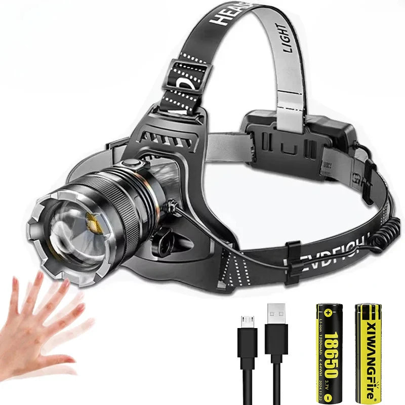 lampe frontale led rechargeable noire ajustable plein air 1000lm étanche modes luminosité différents certifications