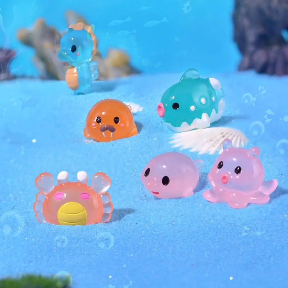 ornement lumineux dessin animé figurines animaux transparentes motifs colorés résine finition mat cartoon miniature