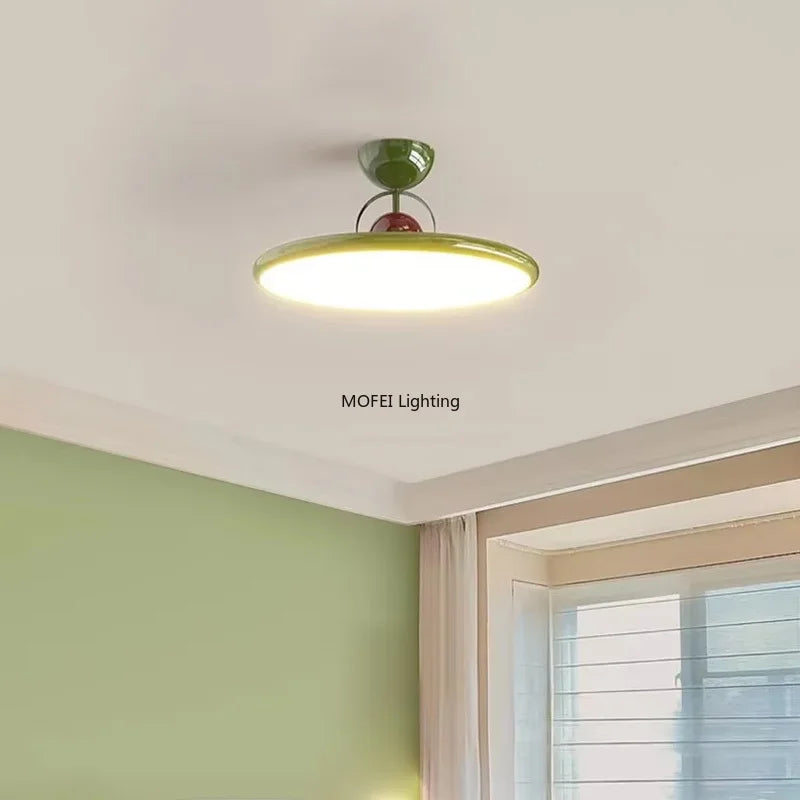 lampe moderne ronde acrylique vert blanc rouge 50h24cm led