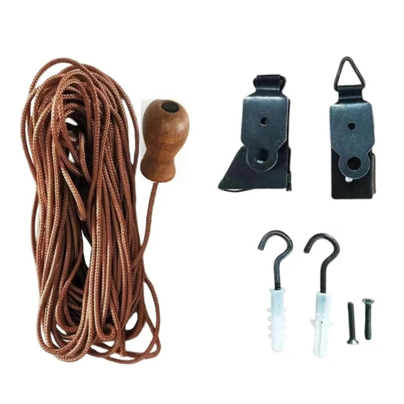 corde rideau marron clair tissée moderne clips crochets vis 12m