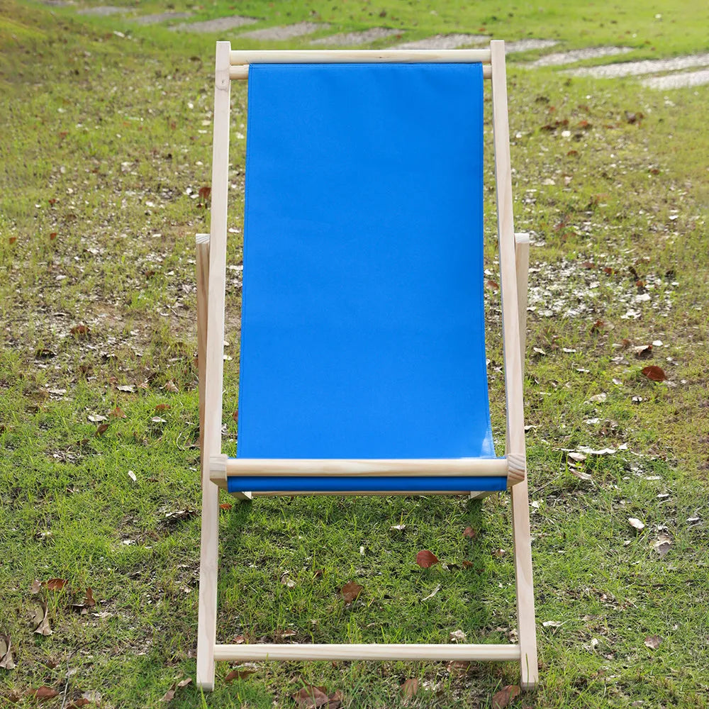 chaise longue pliable bois massif toile rayée plateau d'appoint plage