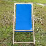 chaise longue pliable bois massif toile rayée plateau d'appoint plage