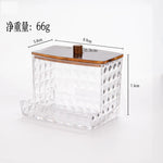 boîte rangement transparente bois coton tiges couvercle bambou moderne minimaliste anti poussière cosmétiques salle