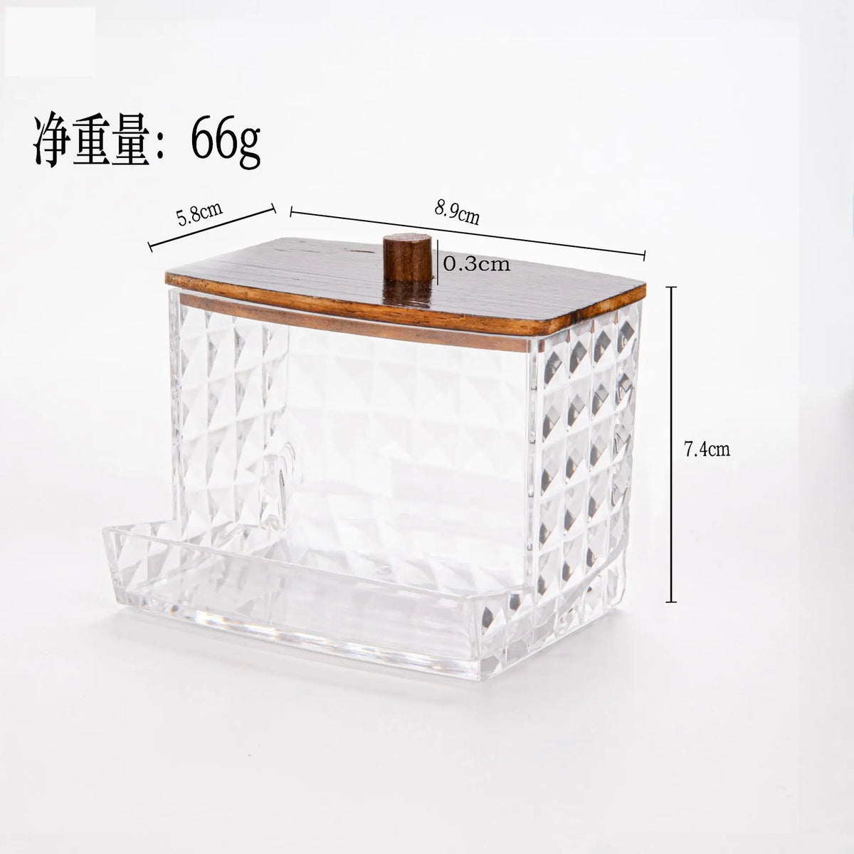 boîte rangement transparente bois coton tiges couvercle bambou moderne minimaliste anti poussière cosmétiques salle
