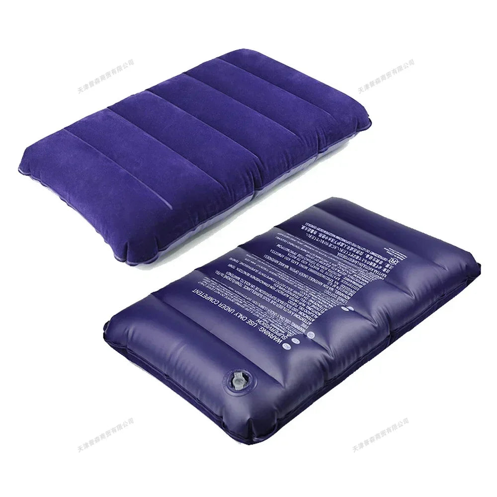 coussin gonflable velours bleu moderne 47x30cm confortable valve gonflage