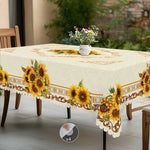nappe fleur tournesol beige jaune serviettes inclusion extérieur mariage fête rustic classique imperméable