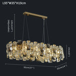 suspension lumineuse moderne or cristaux transparents luxueux suspension câbles métalliques
