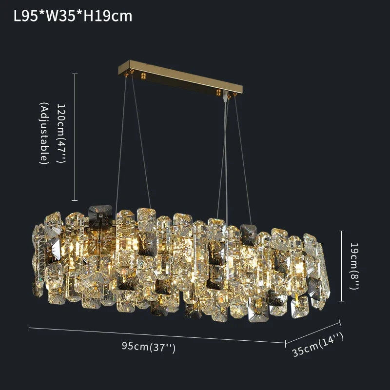 suspension lumineuse moderne or cristaux transparents luxueux suspension câbles métalliques