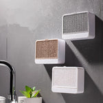 porte savon mural blanc beige gris moderne adhésif rayures verticales opacité salle bain