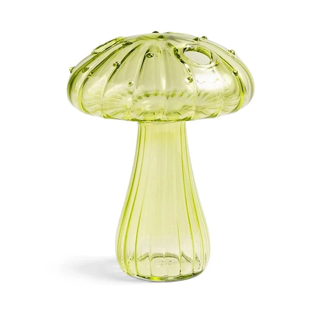 vases champignon moderne transparent rayures verticales marron rose vert rouge bleu orange