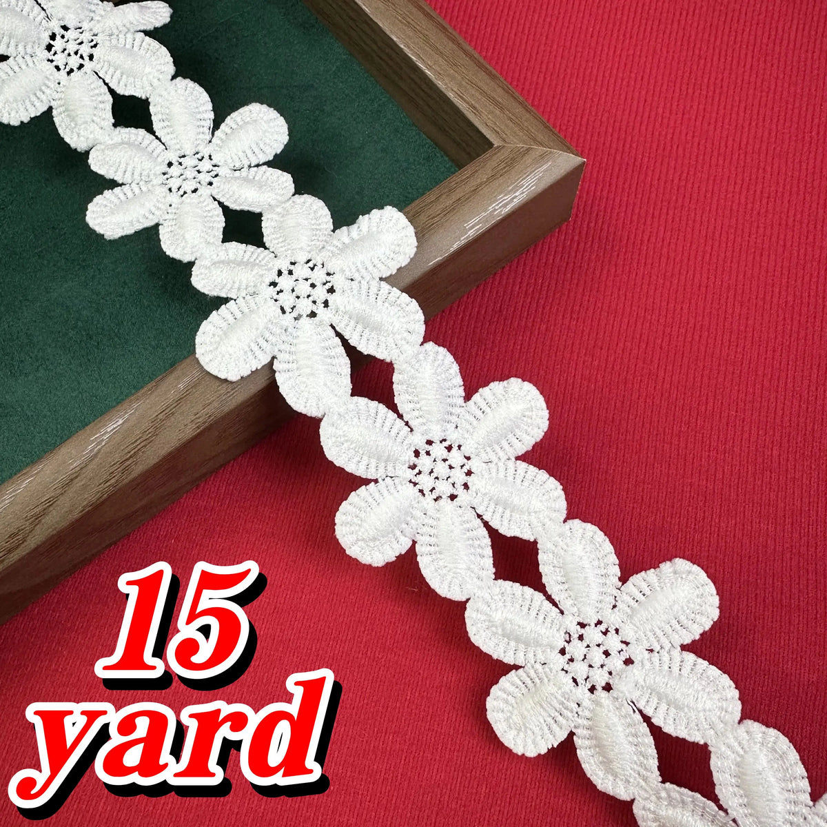 ruban dentelle fleurs blanches classique largeur 5.5cm mariage décoration tissu polyester solvable 100mètres artisanal