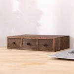boîte bijoux bois marron rustique tiroirs poignées rangement accessoires maquillage organisation moderne