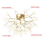 Suspension moderne or boules translucides 54 ampoules led grande taille chambre salon
