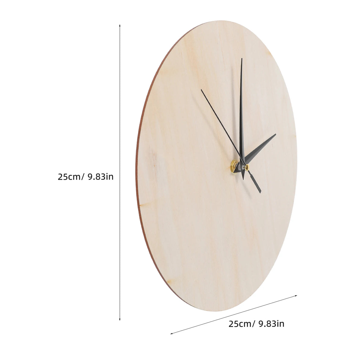 horloge murale bois naturelle moderne cadran blanc aiguilles noires diamètre 25cm peinture diy