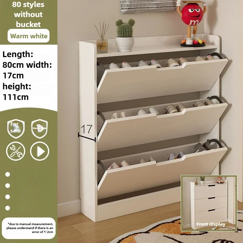 armoire chaussures moderne beige clair tiroirs rangement chaussures objets multifonction bois MDF