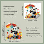autocollant mural panda parapluie fleurs papillons enfantin cartoona opaque adhésif chambre enfants decoration murale