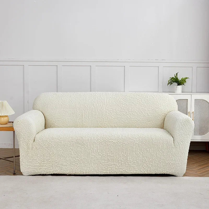 housse canapé polyestère beige texture bouclée moderne lavable machine salon