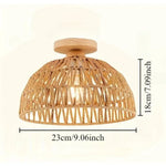 lampe suspendue moderne rustique tissée bambou naturel cadre métallique noir cuisine chambre coucher salle
