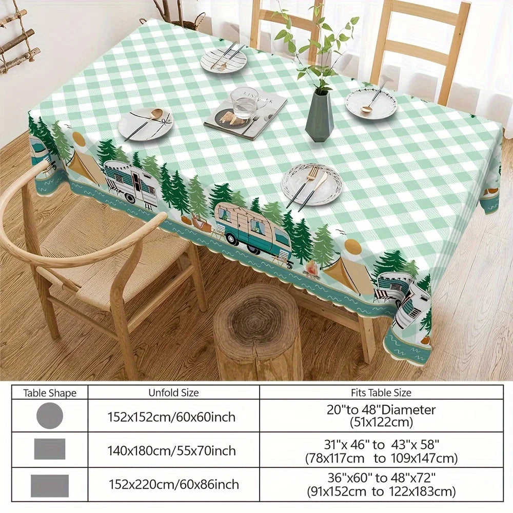 nappe verte arbres carreaux polyester moderne camping table pique nique extérieur réutilisable 140x180cm 152x220cm