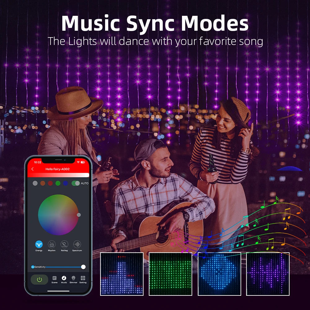 rideau lumineux led multicolore pixel art noel synchronisation musicale diy moderne