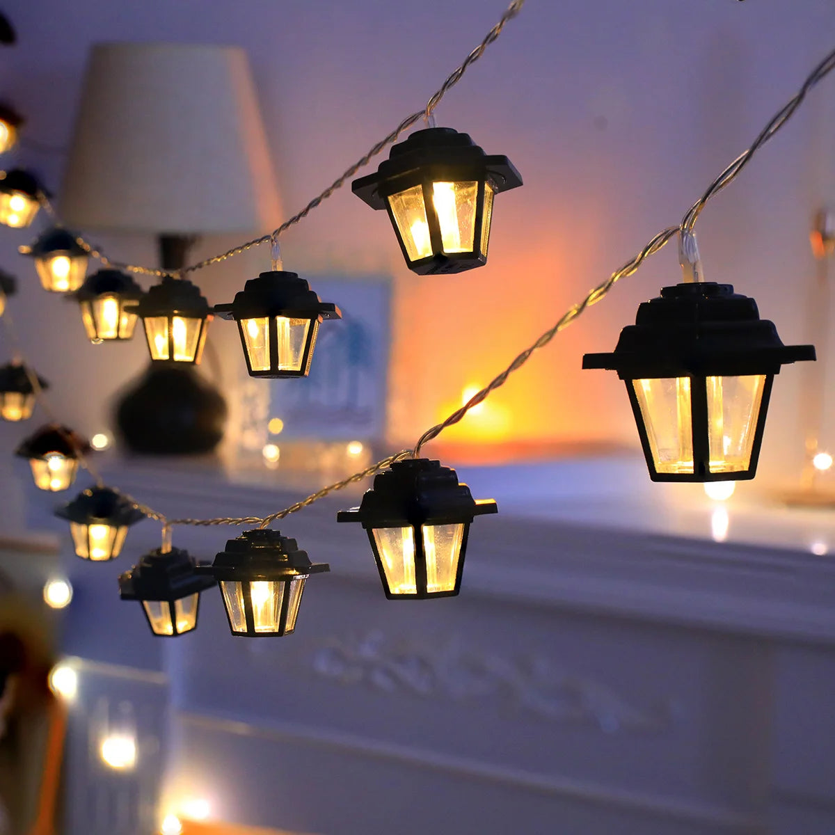 guirlande lumineuse led noir doré hexagonale vintage translucent 10 20 led batterie ramadan mariage