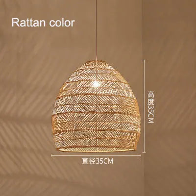 Lampe suspendue tressée bohème semi transparente salon chambre étude rustic asian