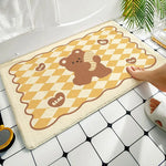 tapis sol antidérapant ours mignon carreaux géométriques rose pâle cartoon mignon adhésif protecteur polyester