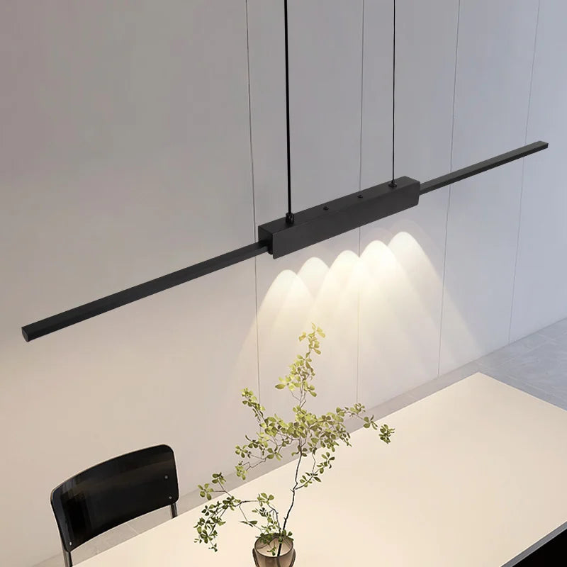 lampe suspendue moderne minimaliste noir salon chambre rectangulaire lisse éclairage 10 15m²