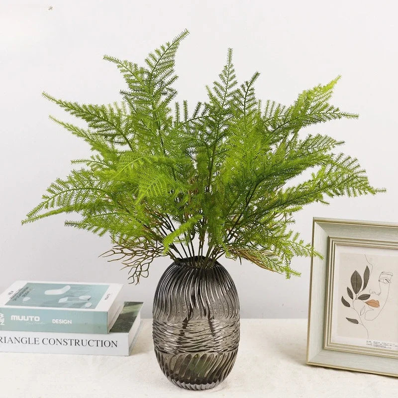décoration extérieure faux fougères naturelles feuilles vertes vase bohème rustique