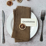 lot dix serviettes table coton beige clair franges rustiques mariage décoration chic maison