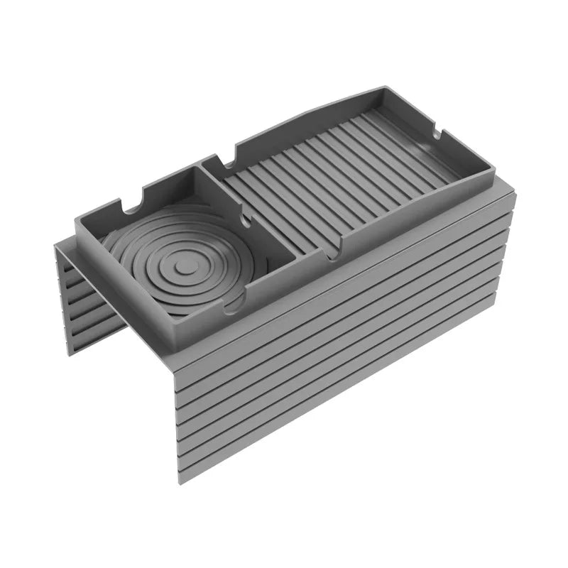 plateau silicone gris rainuré moderne plateau accoudoir canapé rangement tasses collations télécommande