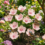 abreuvoir oiseaux céramique station abreuvement abeilles bain papillons piquet jardin décoration extérieur fleurs rouges