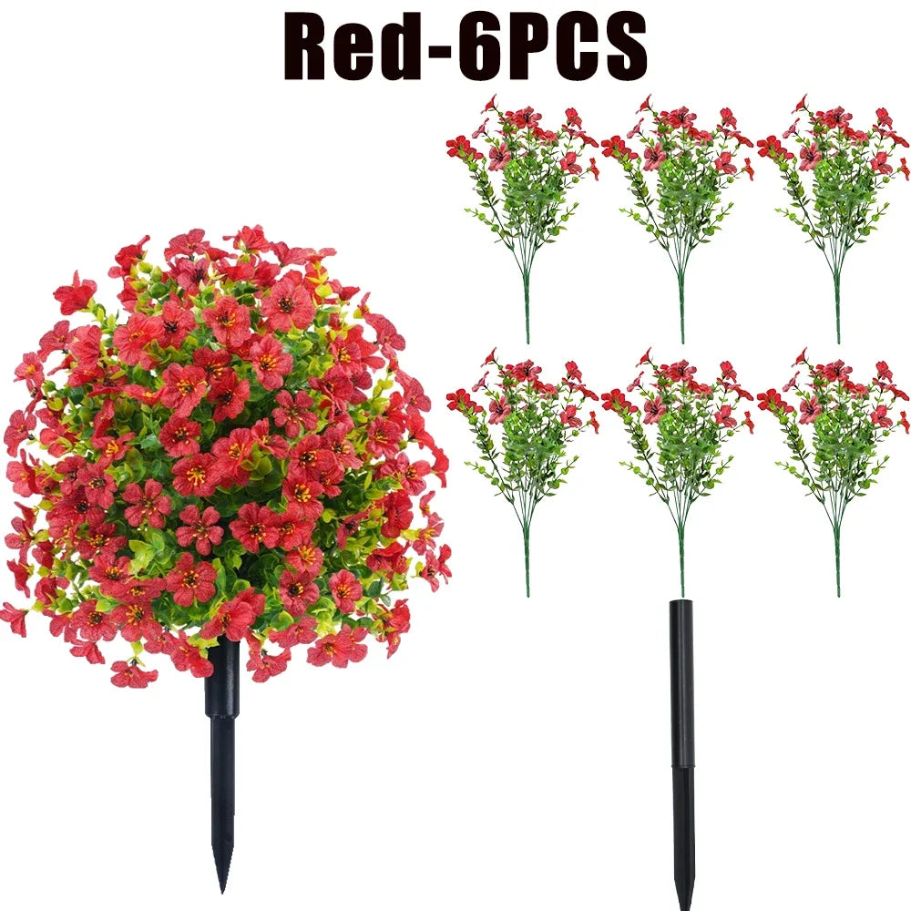 bouquets artificiels violet vert modernes decoration exterieure intérieure 35cm fleurs feuilles