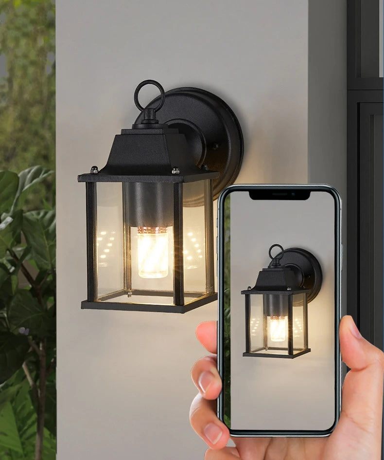 lampe murale transparente classique noir extérieure led verre trempé aluminium moderne