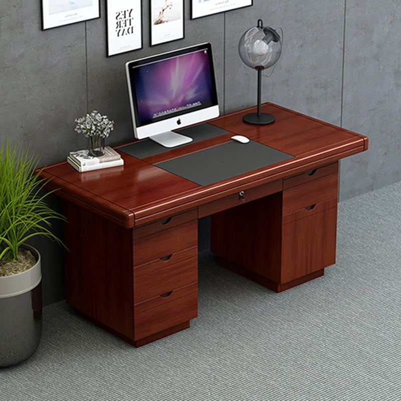 bois massif moderne marron foncé table travail informatique épuré intérieur maison