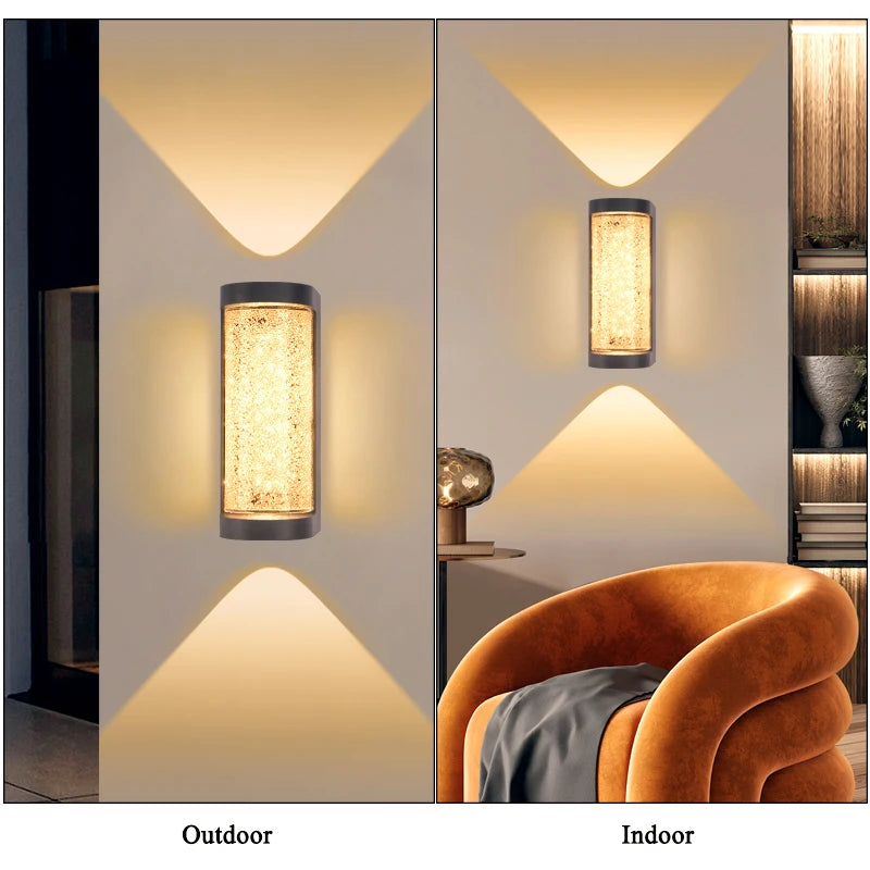 applique murale moderne gris métallisé translucide ip65 led 6500k 3000k extérieur résistante água