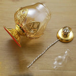 lampe huile transparente dorée motifs floraux classique vintage réglable verre alliage zinc