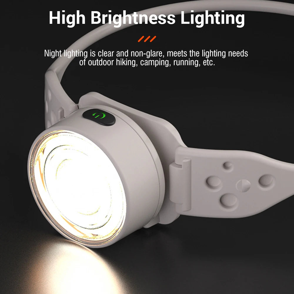 lampe frontale led rechargeable usb camping pêche étanche mode clip gris moderne