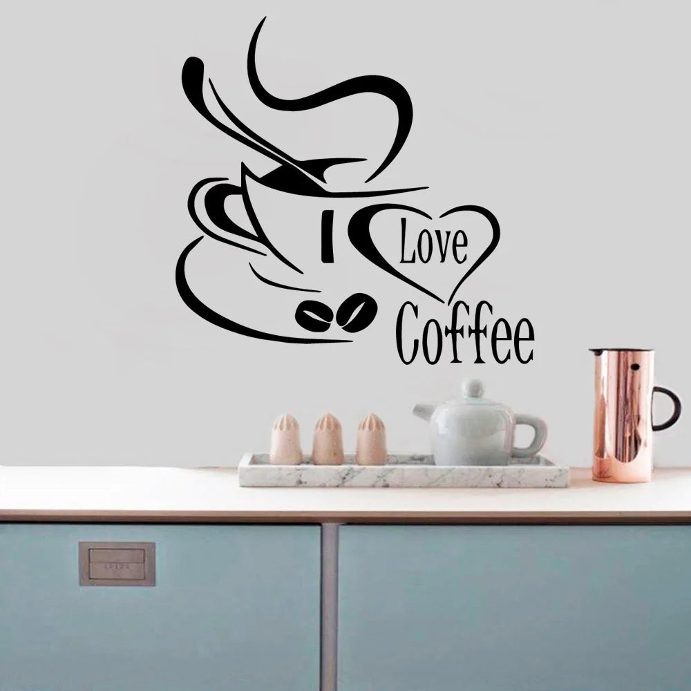 autocollants muraux tasses cœur moderne chambre enfants décoration mur waterproof removable