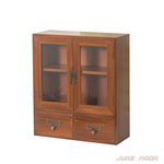 armoire deux portes vitrées tiroirs rangement bois classique horloge tasses miniature