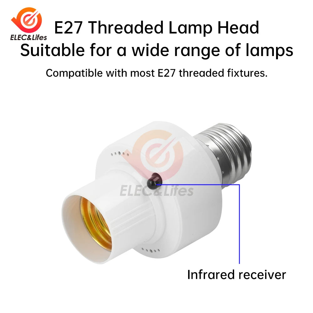 lampe tête E27 télécommande moderne interrupteur timer récepteur infrarouge blanc mat abs 100 265V