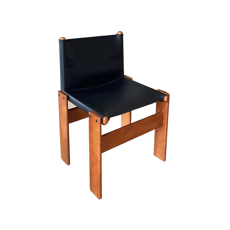chaise bois chêne cuir assise moderne minimaliste vintage salon famille
