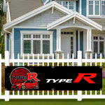 bannière moderne sportive logo civic type voiture rouge graphique noir blancDecorationGarageExterieur